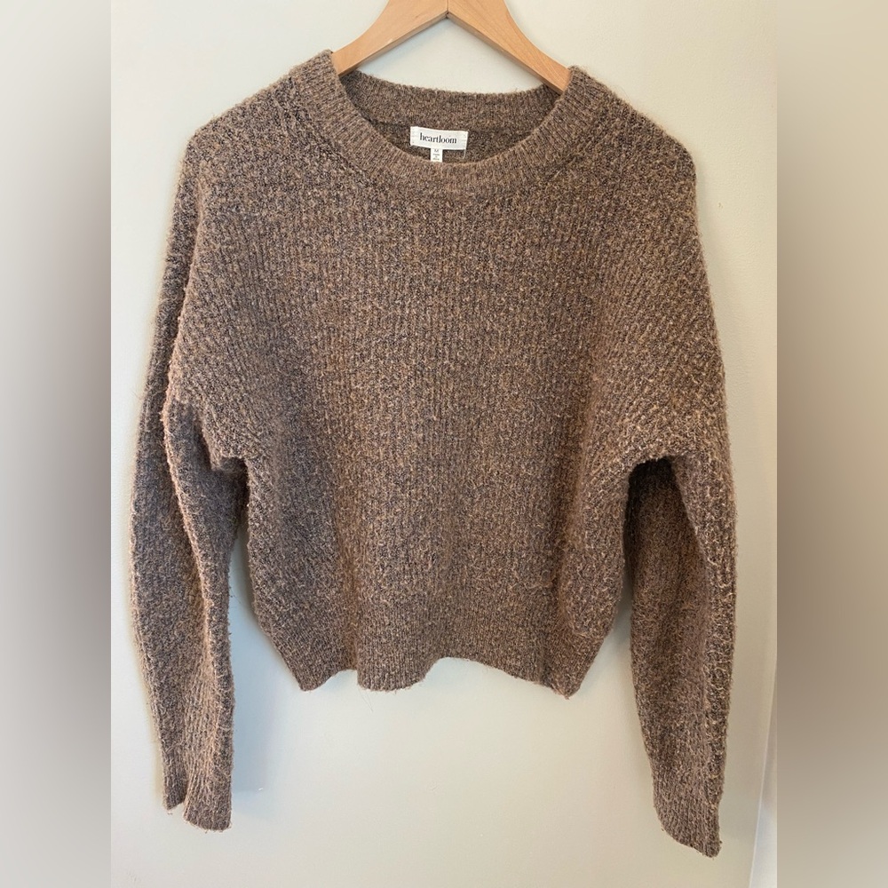Heartloom Celine Sweater Medium Brown Crew Neck Size Medium - Picture 2 of 14